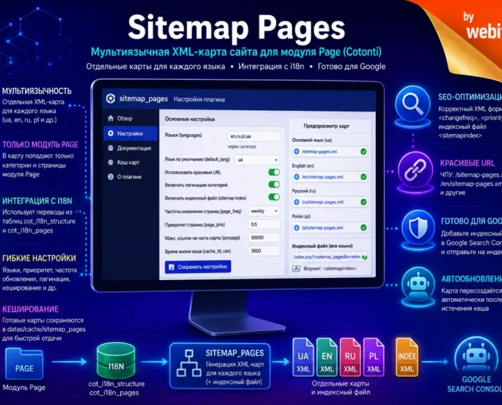 Sitemap Pages – мультиязычная карта сайта для модуля Page (Cotonti) - sitemap-pages-xml-i18n.webp