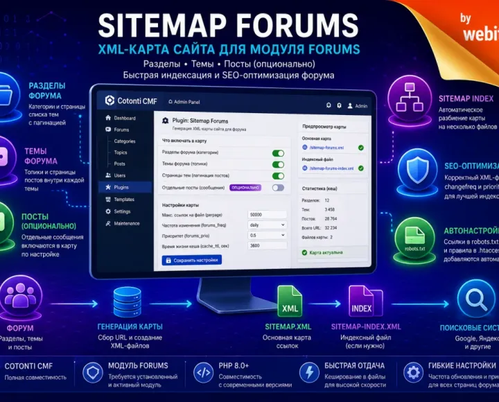Sitemap Forums — XML-карта сайта для модуля Forums   Плагин для Cotonti - sitemap-forums-xml-cotonti.webp