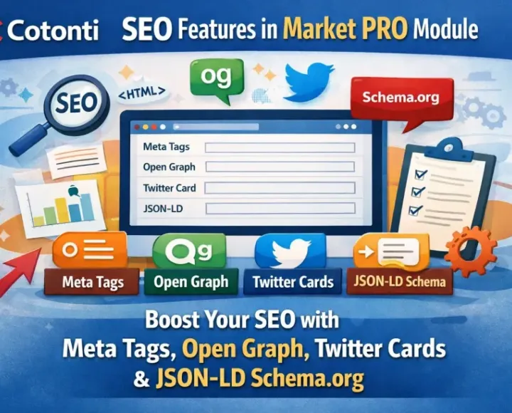 SEO-возможности модуля Market PRO в Cotonti, добавляем мета-теги, Open Graph, Twitter Card, структурированные данные JSON-LD Schema.org, извлечение ключевых слов, оценку времени чтения и функционал связанных товаров. - seomarketpro-cotonti_1.webp