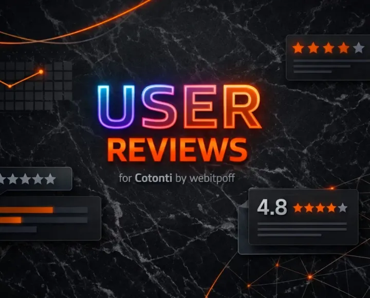 Плагин Reviews v3.0.1 for Cotonti 0.9.26  Статус: Опубликован Позволяет пользователям оставлять отзывы о других пользователях на сайте. Поддерживает оценки в виде звёзд, редактирование и удаление отзывов, а также интеграцию с профилем пользователя. - user-reviews.webp