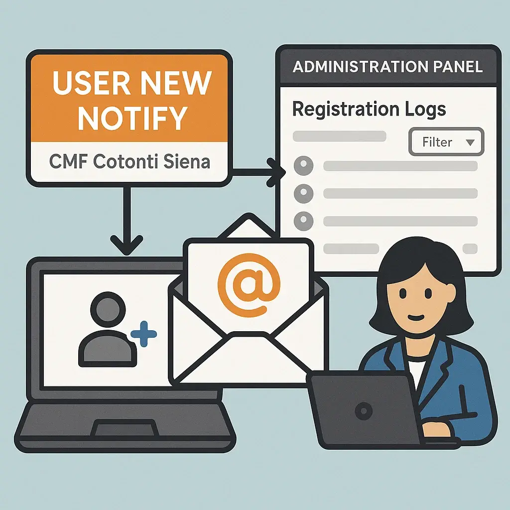 Плагин UserNewNotify v2.2.8 для CMF Cotonti Расширение уведомляет администратора о регистрации новых пользователей на сайте через системную электронную почту. Подробная статистика регистраций с фильтром. - usernewnotify-cotonti_2025-1.webp