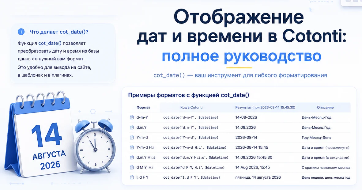 Отображение дат и времени в Cotonti: полное руководство - cotonti date - даты в котонти в шаблонах форматировани.webp